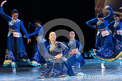 Herders in the grasslands 3- Mongolian dance-Graduation Show of Dance Department Editorial Stock Photo