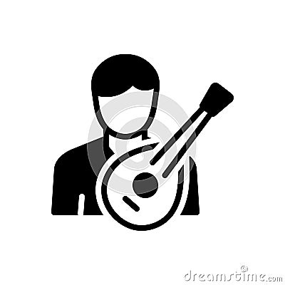 Black solid icon for Folk, musician and composer Vector Illustration