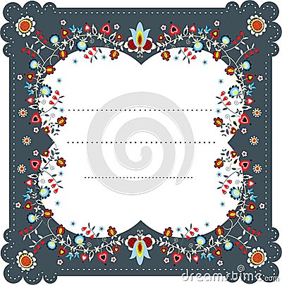 Folk Label Seven Vector Illustration