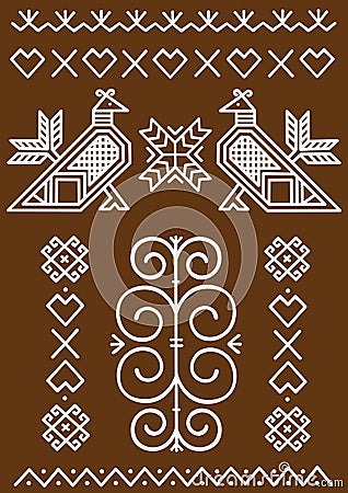 Folk ornaments from Cicmany village Vector Illustration