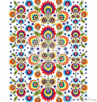 Folk Pattern With Flowers Three Vector Illustration