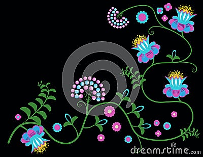 Folk Polish flower vignette Vector Illustration