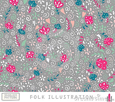 Folk seamless pattern. Vector Illustration