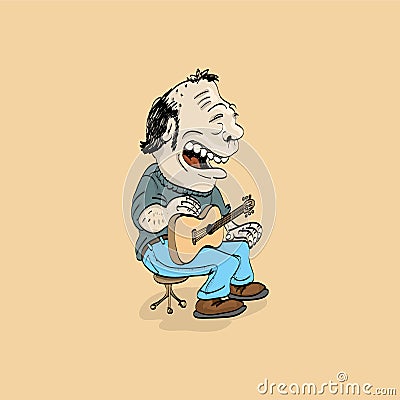 Folk singer Cartoon Illustration