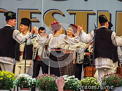 Folk traditional singers at Fair Bucharest 2016 Editorial Stock Photo