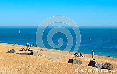 Folkestone beach summer day view Kent UK Editorial Stock Photo