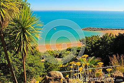 Folkestone beach summer day view Kent UK Stock Photo