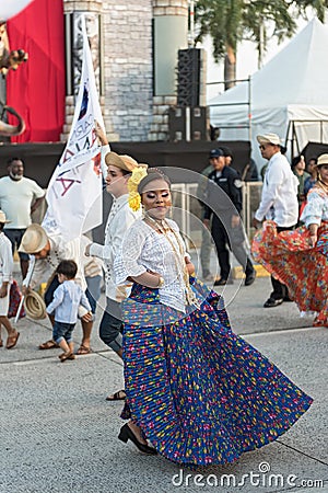 Folklore dances in traditional costume at the carnival in the streets of panama city panama Editorial Stock Photo