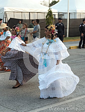 Folklore dances in traditional costume at the carnival in the streets of panama city panama Editorial Stock Photo