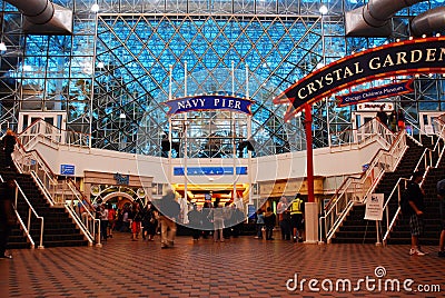 Folks gather in Navy Pier Editorial Stock Photo