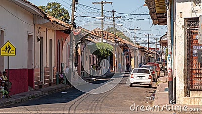 Folksy street in Leon, Nicaragua Editorial Stock Photo
