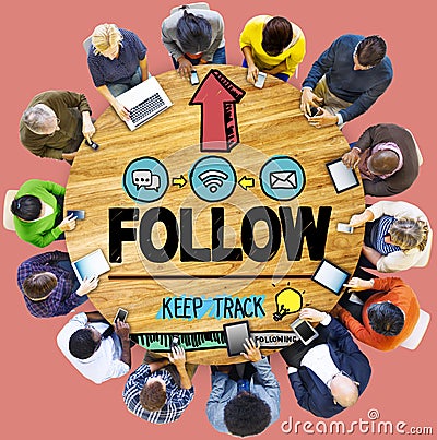 Follow Follower Following Connecting Networking Social Concept Stock Photo