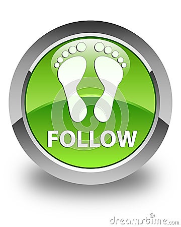 Follow (footprint icon) glossy green round button Cartoon Illustration