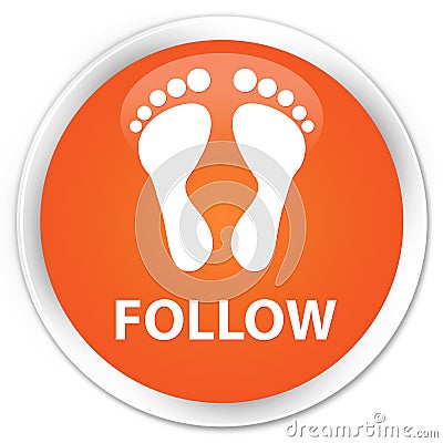 Follow (footprint icon) premium orange round button Cartoon Illustration