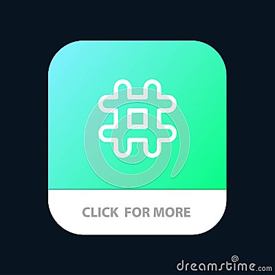 Follow, Hash tag, Tweet, Twitter Mobile App Button. Android and IOS Line Version Vector Illustration