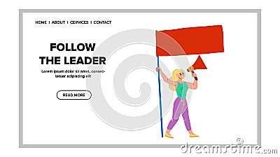 Follow Leader Shouting Woman On Meeting Vector Vector Illustration