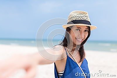 Follow me to the beautiful beach Stock Photo