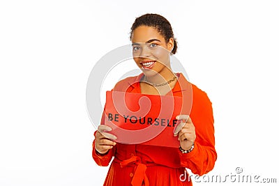 Nice afro American woman giving useful advice Stock Photo