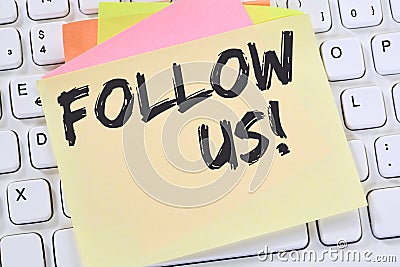 Follow us follower followers fans likes social networking media Stock Photo