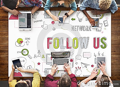 Follow Us Social Network Connect Social Media Concept Stock Photo