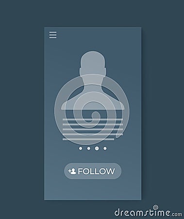 Follow vector button on mobile screen Vector Illustration
