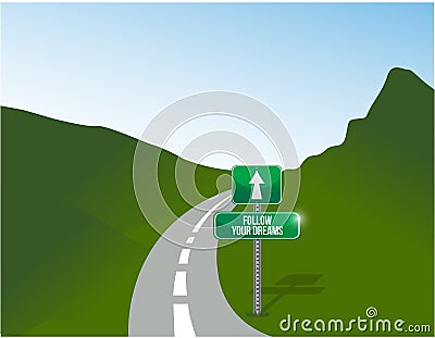 Follow your dreams road illustration Cartoon Illustration