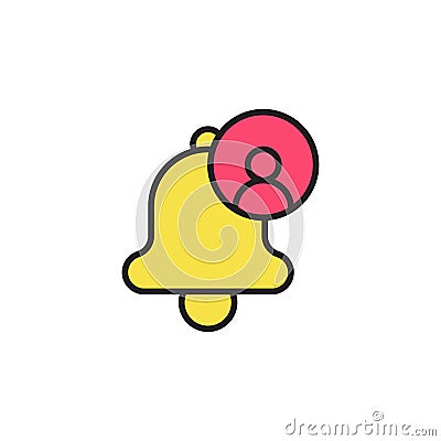 Follower notification filled color icon. linear style sign for mobile concept and web design Vector Illustration