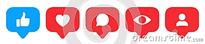 Follower notification icon. Social network signs. Social media comment, like, views, follower icons. Stories user button sign Vector Illustration