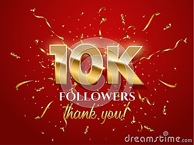 10000 followers celebration vector banner with text Vector Illustration