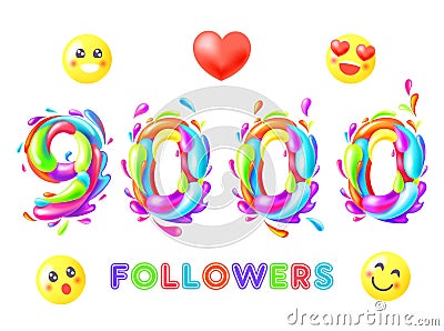 9000 followers picture Vector Illustration