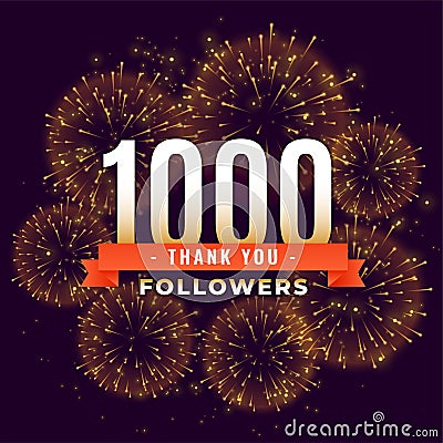 1000 followers thank you celebration firework template Vector Illustration