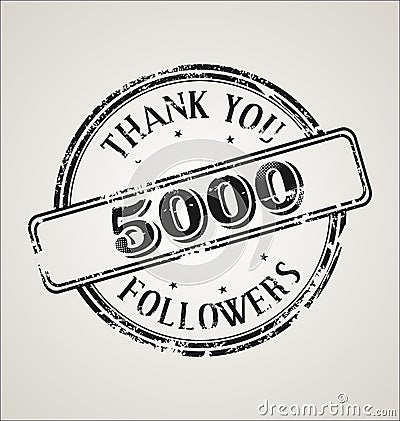 5000 followers with thank you grunge rubber stamp Vector Illustration