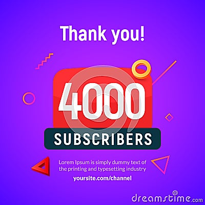 4000 followers vector post 4k celebration. Four thousand subscribers followers thank you congratulation Vector Illustration