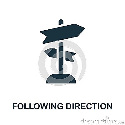 Following Direction icon. Monochrome sign from work ethic collection. Creative Following Direction icon illustration for Vector Illustration