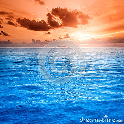 Folly Beach Ocean Sunset Landscape seascape scene Stock Photo