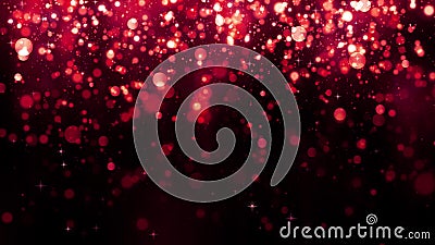 Fond rouge de bokeh avec les particules en baisse de scintillement Beau fond de scintillement de fête Rose rouge Boucle sans cout Fond rouge de bokeh avec les particules en baisse de scintillement Beau fond de scintillement de fête Rose rouge Boucle sans cout