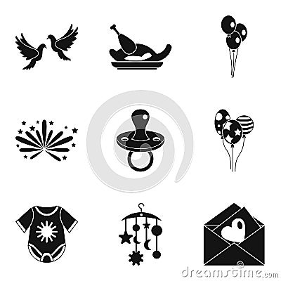 Fondness icons set, simple style Vector Illustration