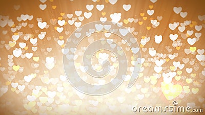 Fondo ligero del día de tarjetas del día de San Valentín de los corazones brillantes del oro Fondo ligero del día de tarjetas del día de San Valentín de los corazones brillantes del oro