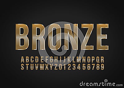 Font alphabet number Bronze effect vector Vector Illustration