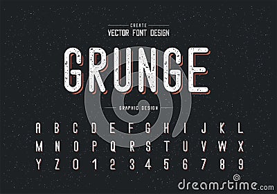 Texture Font and alphabet vector, Letter style typeface and number design, Graphic text on grunge background Vector Illustration
