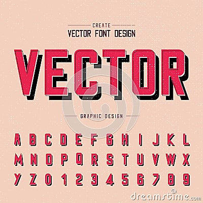 Font and alphabet vector, Red letter design and graphic text on Vector Illustration