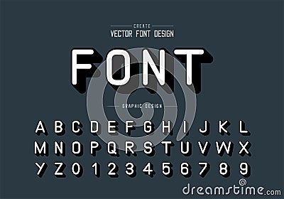 Font and alphabet vector, Shadows Typeface letter and number design, Graphic text on background Vector Illustration