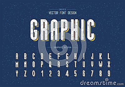 Texture Font and alphabet vector, Tall typeface letter and number design, Graphic text on grunge background Vector Illustration