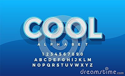 Font 3d Alphabet Retro Typeace. Typography classic style blue colur font set for logo, Poster, Invitation. vector illustrator Vector Illustration