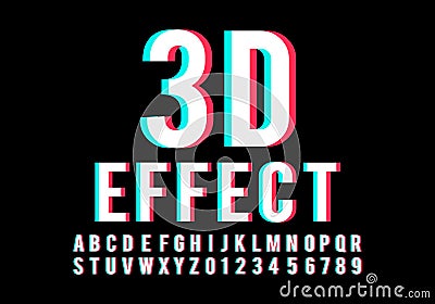 Font 3d strobe effect, vector illustration Vector Illustration