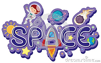 Font design for word space Vector Illustration