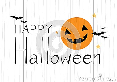 Happy Halloween on wooden background Stock Photo