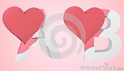 Font Heart A and B Vector Illustration