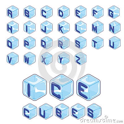 Font ice cubes style on white background Vector Illustration