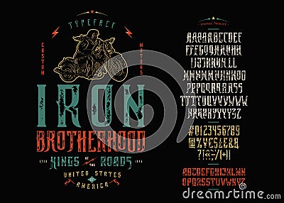 Font Iron Brotherhood Craft retro vintage typeface Vector Illustration